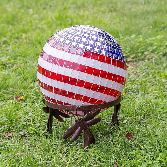 Topadorn Gazing Ball Stand Garden Hardware Steel Metal Stand for 10" or 12" Gazing Globes Outdoor Decor, Dragonfly