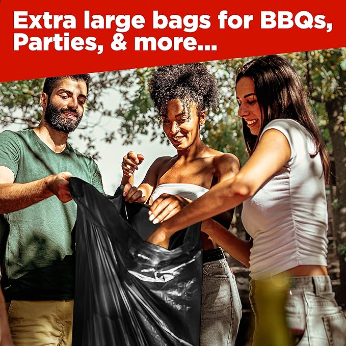 ToughBag 64-65 Gallon Trash Bags Heavy Duty, 50 x 48” Large Black Garbage Bags (50 Count) - Made In USA