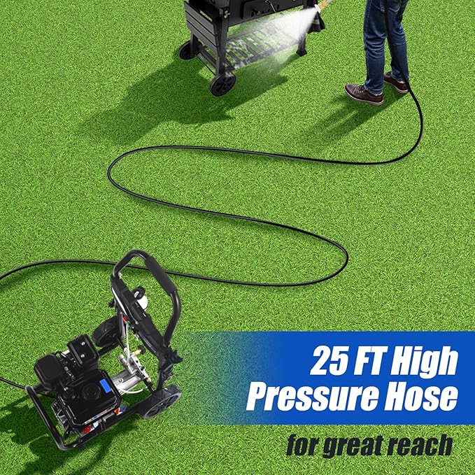 Gas Pressure Washer, 3500 PSI and 2.3 GPM High Pressure Cleaning Machine with 4 Quick Connect Nozzles & Foam Cannon, Portable Pressure Washer for Cars, Fences, Driveways, Patios, Home Cleaning