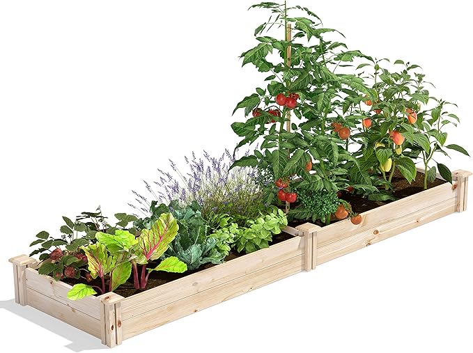 Greenes Fence Original Pine Raised Garden Bed, 2' x 8' x 7" - Made in USA with American Pine