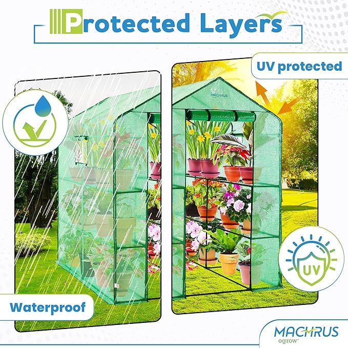 Machrus Ogrow Greenhouse Kit, Multiple Sizes - Green House, Small Greenhouses Outside, Kit Small Greenhouses Outdoors, Mini Greenhouse Outdoor.