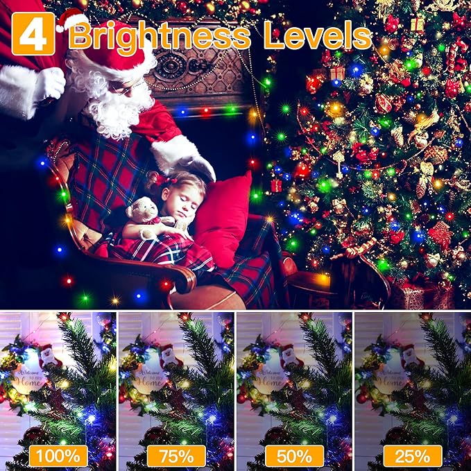 Ollny Christmas Lights 800 LED 262FT Plug in, IP67 Waterproof Green Wire Outdoor Christmas Lights with Remote, 8 Modes with Timer String Light for House Indoor Xmas Decorations Multicolored