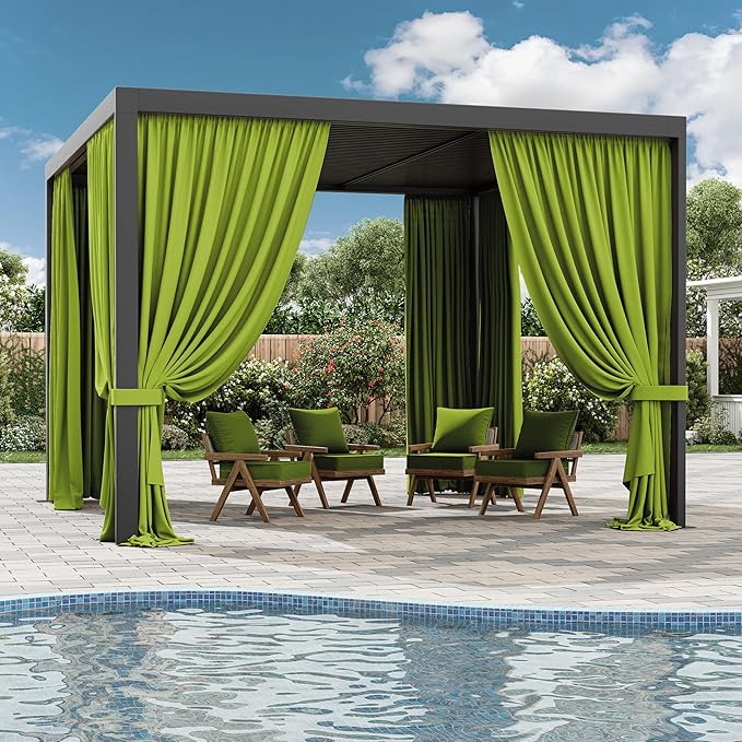 Gazebo Universal Replacement Privacy Curtain,10'×10' Gazebo Outdoor Waterproof Curtains, 4-Panels Sidewall Curtains with Double Zipper for Patio Canopy, Garden and Backyard (Curtain Only)
