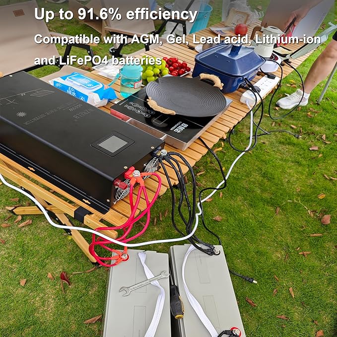 WZRELB 8000W 24V DC Split Phase Pure Sine Wave Inverter 120VAC 240VAC Output Power Converter Off Grid with High Efficiency up to 91.6%