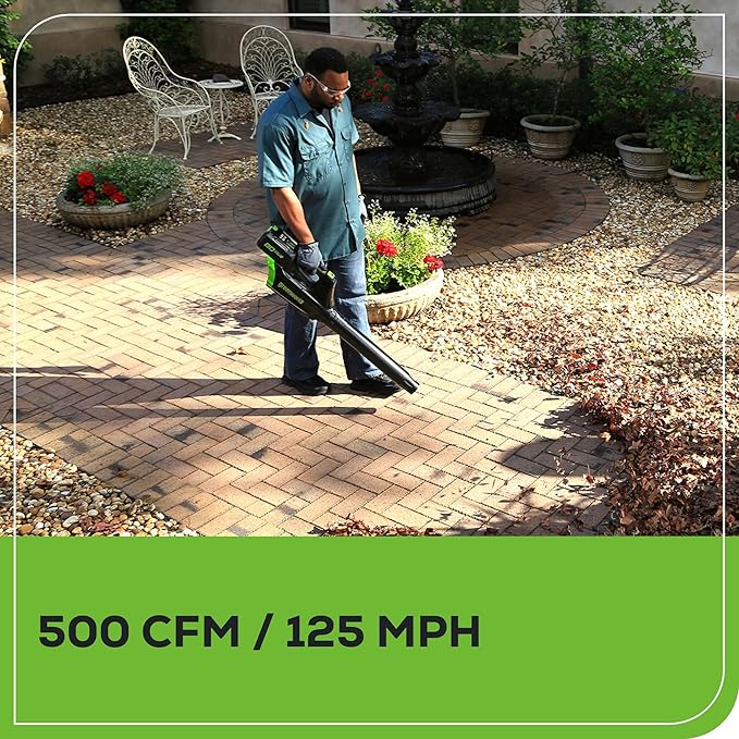 Greenworks 80V 21” Brushless (Push) Cordless Electric Lawn Mower + (500 CFM) Axial Leaf Blower (75+ Compatible Tools), (2) 2.0Ah Batteries and 30 Minute Rapid Charger