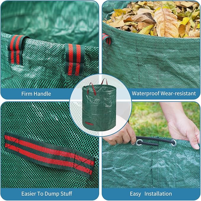 Reusable Leaf Bags, Tear-resistant & Reusable Lawn Bags, Yard Waste Bags, 72 Gal, 6 Pack