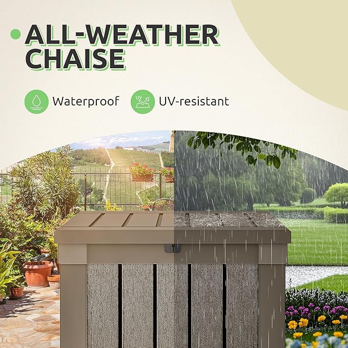 GOOBED Outdoor Storage Box, Weather-Resistant Resin Deck Box, 51-Gallon Storage Container for Patio Cushions, Pool Accessories, Garden Tools, Lockable, Easy Maintenance, Taupe