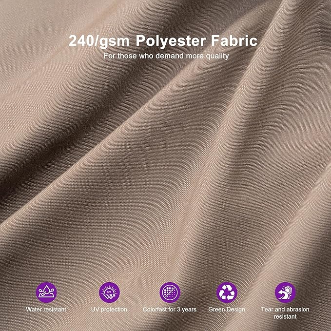 PURPLE LEAF 10 FT Cantilever Patio Umbrella Outdoor Umbrella with 220lbs Base Large Square Windproof Offset Umbrella for Pool Deck Garden, Ash Mocha