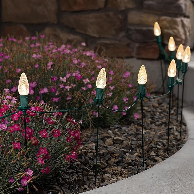 15" Universal Metal Light Stakes for Christmas Lights | Commercial-Grade C7 & C9 Stakes for Yard, Walkways, and Lawn Decorations | Pack of 25