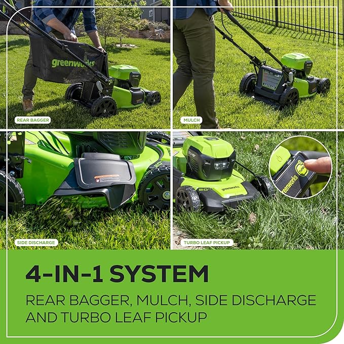 Greenworks 48V (24V x 2) 20" Brushless Cordless (Push) Lawn Mower (LED Headlight), (2) 4.0Ah Batteries and Dual Port Rapid Charger Included (200+ Compatible Tools)