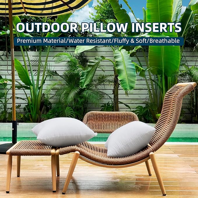 18 x 18 Outdoor Pillow Inserts Pack of 4 Medium Throw Pillow Inserts Waterproof Patio Furniture Pillows Decorative Porch Couch Pillows Premium White Square Sofa Cushion Sham Stuffer