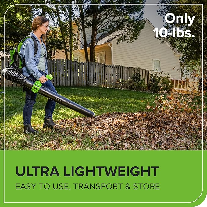 Greenworks 40V (710 CFM / 175 MPH) Brushless Backpack Blower, Commercial Power for Wet Leaves, Heavy Debris, Gravel and Driveway Snow, Includes (2) 5.0Ah HP Batteries & 4A Dual Charger