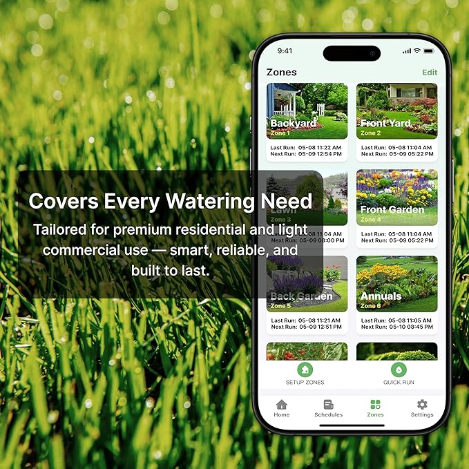 ImoLaza Outdoor Smart Sprinkler Controller, 8-Zone WiFi Irrigation Controller with Hyper-Local Weather, App Remote Control, Works w/ Alexa, Auto Watering, Rain/Freeze/Wind Skip, Smart Fault Detection