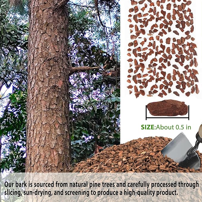 2qt Orchid Bark Horticultural Grade- Natural Mulch for Potted Plants, Root Development of Orchid Plants and Garden Soil Amendment Mix