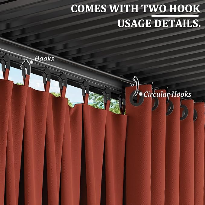 Gazebo Universal Replacement Privacy Curtain,12'×20' Gazebo Outdoor Waterproof Curtains, 4-Panels Sidewall Curtains with Double Zipper for Patio Canopy, Garden and Backyard (Curtain Only)