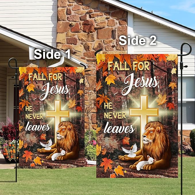 FLAGWIX Christian Fall Garden Flag - Lion of Judah Garden Flags for Outside 11.5" x 17.5" - Christian Gifts for Women Faith, Fall Decorations for Home, Thanksgiving Decorations for Home Decor