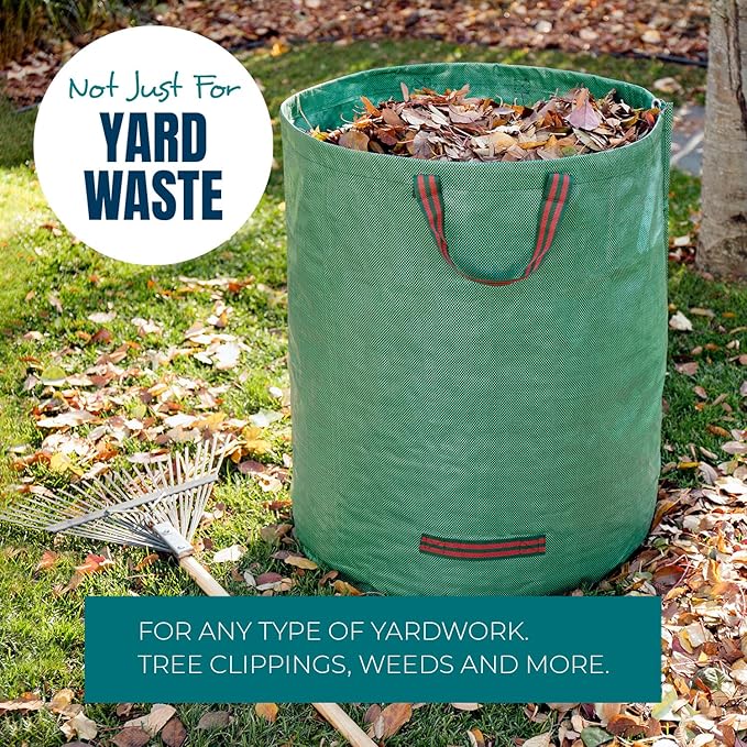 MEKKAPRO Big Gulp Lawn Bags, 3-Pack 72 gallons Heavy Duty Lawn and Leaf Bags with Reinforced Handles, Reusable Yard Waste Bags, Garden Waste Bag for Debris, Yard, Leaf Collector