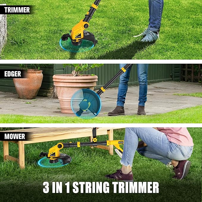 Houselife Cordless Weed Eater Compatible with Dewalt 20V Max Battery (No Battery) Lightweight String Trimmer & Weed Wacker with Auto Line Feed, 12" Cordless Weed Trimmer//Weedeaters for Lawn Garden