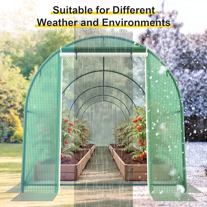 GOJOOASIS Greenhouse Outdoor Green House for Outside Winter Heavy Duty Large Walk-in Green Garden Hot House Portable Greenhouses for Backyard Arch Gardening Plant Shed (15'x7'x7')