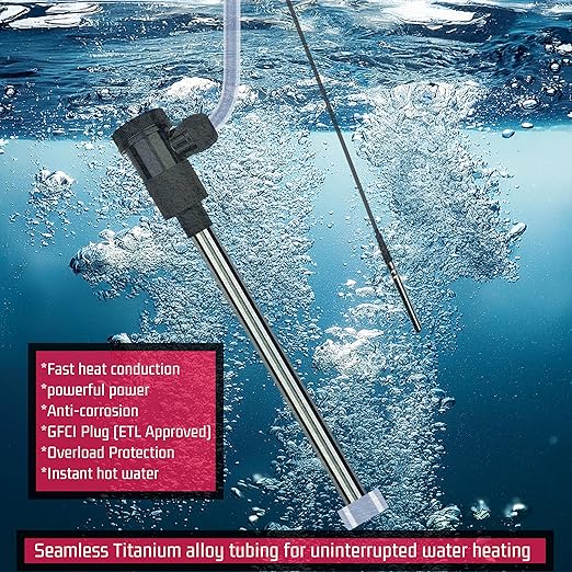 2000W Titanium Submersible Electric Immersion Water Heater with Temp Control & GFCI – Portable Heater for Hot Tubs, Above-Ground Pools, Inflatable Pools, Baptism Pools, Spa Tubs & Bathtubs