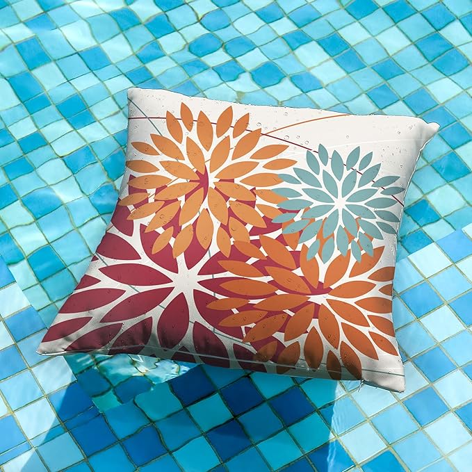 DFXSZ Outdoor Throw Pillow Covers 20x20 Inch Set of 2 Waterproof Spring Summer Geometric Elegant Burnt Orange Outdoor Pillow Covers for Patio Funiture Garden Couch 168D20