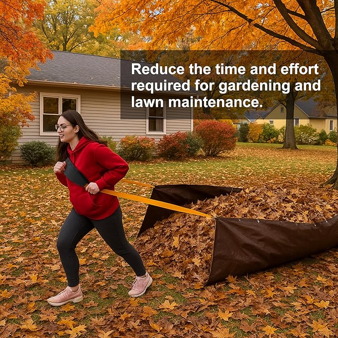 2 Pcs Heavy Duty Leaf Tarp Strap, 10.2 ft Yard Tarp Pulling Tool, Reusable Waste Tarps Shoulder Strap for Efficient Outdoor Leaf Debris Cleaning and Moving