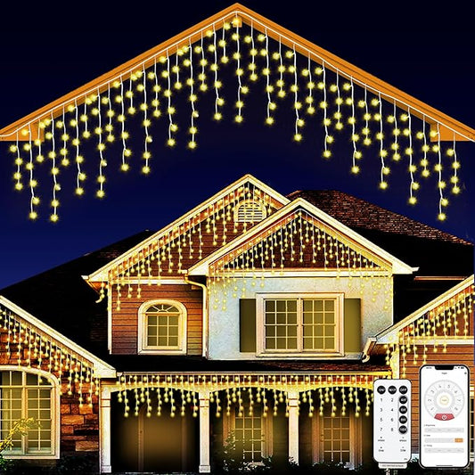 131ft Christmas Lights Outdoor, 1680 LED Waterproof 8 Modes String Light with App and Remote Control for Outside House Roof Decorations Indoor Decor-Warm White