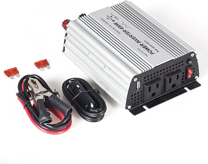 400W Power Inverter DC 12V，Output 110V-120V AC Car Inverter with USB Car Adapter