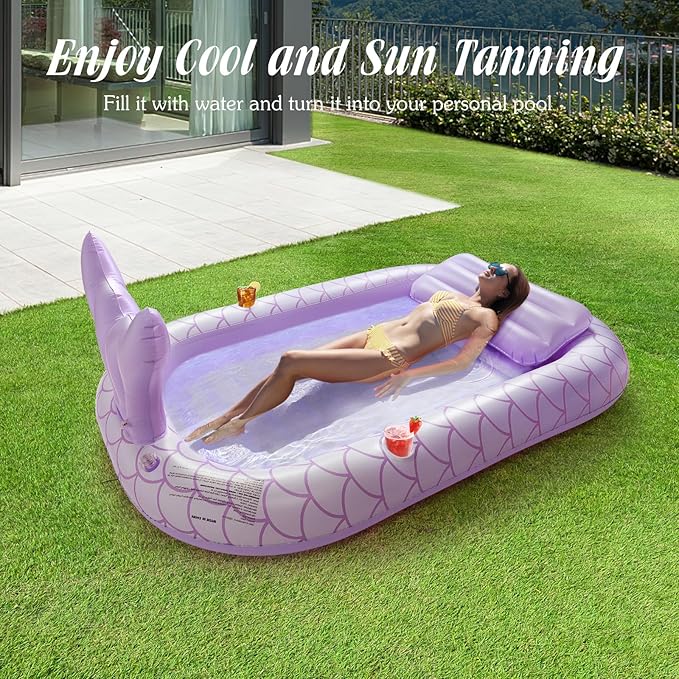 HeySplash Pool Lounger Float for Adult, Inflatable Pool Floats Bed Cooling Contour Lounger Rafts, Water Rafts for Lake, Outdoor Beach Pool Party