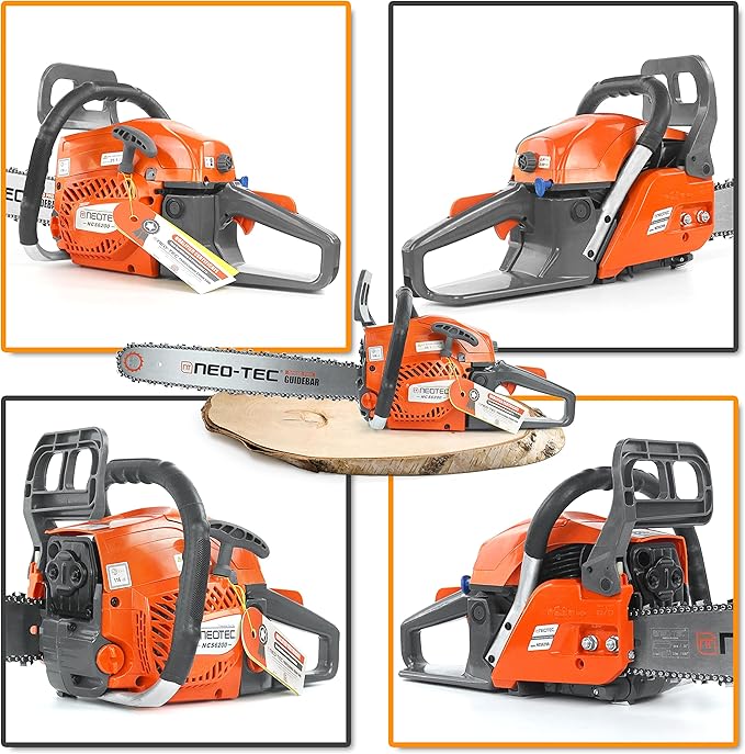 NEO-TEC 20 Inch Chainsaw, 62CC Power Chain Saws Gas Powered 2 Stroke Handed Petrol Gasoline Chain Saw for Cutting Wood Outdoor Garden