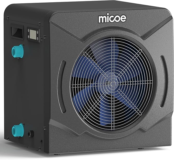 MICOE 17000 BTU Energy Efficient Electric Pool Heat Pump for Above Ground Pools Up to 15ft (8/11/15ft) & 5,000 Gallons, Swimming Pool Heater with Easy Install Kit,110V/120V (17000 BTU Pro)