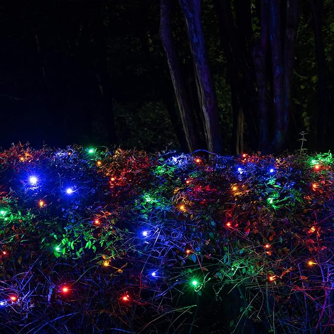 Wintergreen Lighting SoftTwinkle Pulsing Net Twinkle Lights, Outdoor Twinkling Christmas Lights, Green Wire (70 Lights, 4’ x 6’ Net, Multicolor)