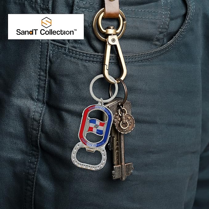 Dominican Republic Beer Bottle Opener Keychain - Oval Shape