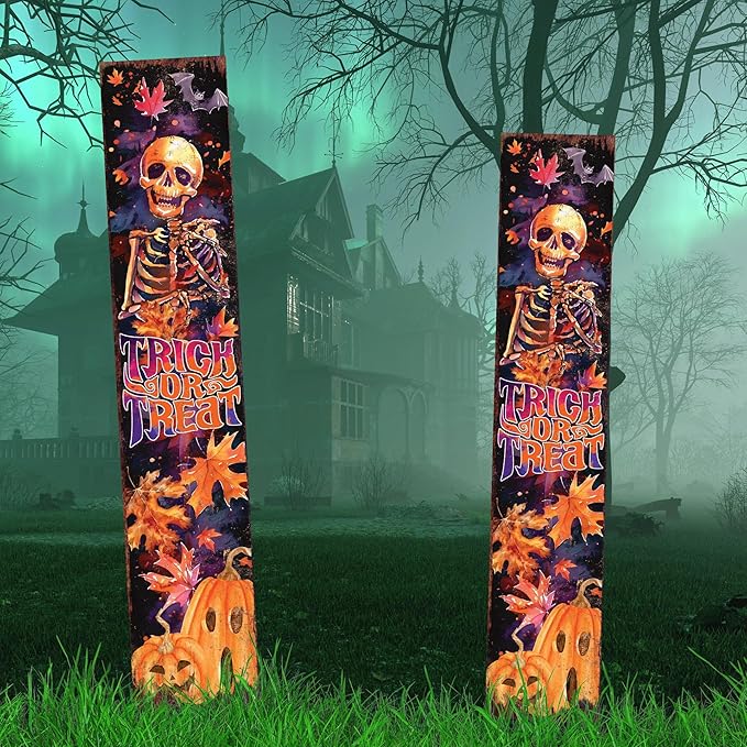 42-inch Trick or Treat Watercolor Skeleton Garden Stake | Halloween Decor - Perfect for Outdoor Decor on Patio and Lawn Decor