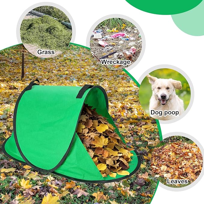 2025 New 60 Gallon Pop-Up Foldable Leaf Collector,Portable LeafBag,600D Oxford Cloth Leaves Pick Up Tool,Thicken Collapsible Leaves Picker Bag,Dustpan-Type Lawn Collector,Reusable Yard Garden Bag