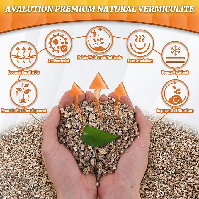 AVALUTION 29QT Vermiculite - Organic Vermiculite for Plants Horticultural Coarse Vermiculite Natural Soil Additive for Potted Plants Gardening Mushrooms Seed Starting
