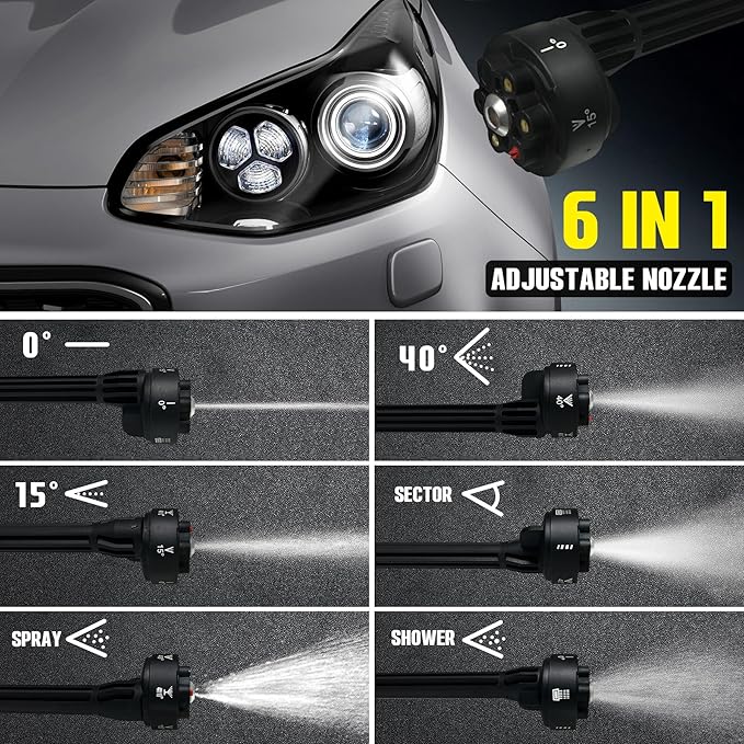 Cordless Pressure Washer, 600 PSI Portable Power Washer with 4.0Ah Rechargeable Battery and Charger, 6-in-1 Nozzle Power Pressure Washer for Car, Floor, Fence, Garden
