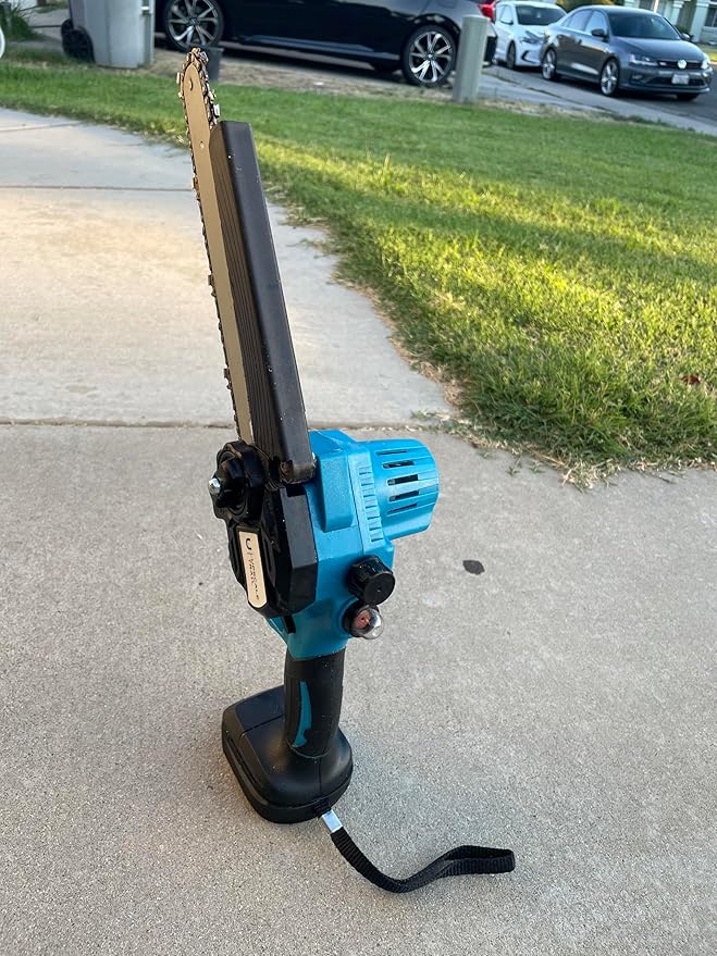Upscale 8-Inch Cordless Mini Chainsaw – Brushless Motor, Lightweight 4 lbs, Safety Lock, 21V Power (Battery Not Included, Assembly Required)