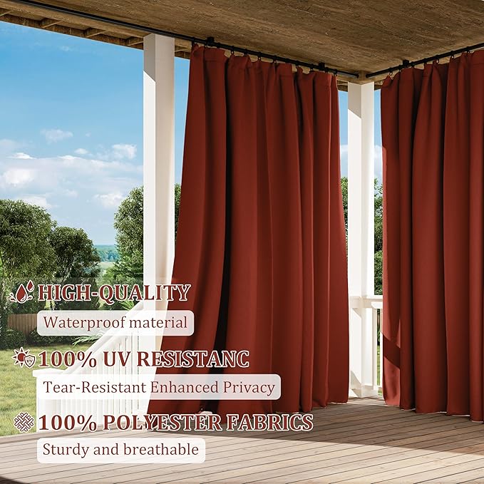 Gazebo Universal Replacement Privacy Curtain,12'×14' Gazebo Outdoor Waterproof Curtains, 4-Panels Sidewall Curtains with Double Zipper for Patio Canopy, Garden and Backyard (Curtain Only)