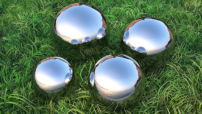 Lulu Decor, Size 14 Silver Stainless Steel Gazing Mirror Ball, Smooth Reflective Shiny Garden Decoration Globe