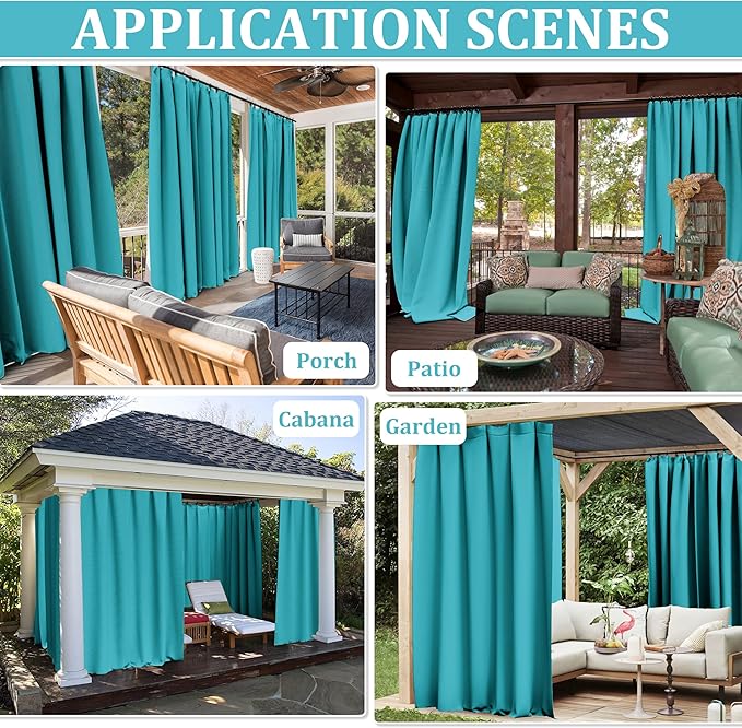 Gazebo Universal Replacement Privacy Curtain,12'×16' Gazebo Outdoor Waterproof Curtains, 4-Panels Sidewall Curtains with Double Zipper for Patio Canopy, Garden and Backyard (Curtain Only)