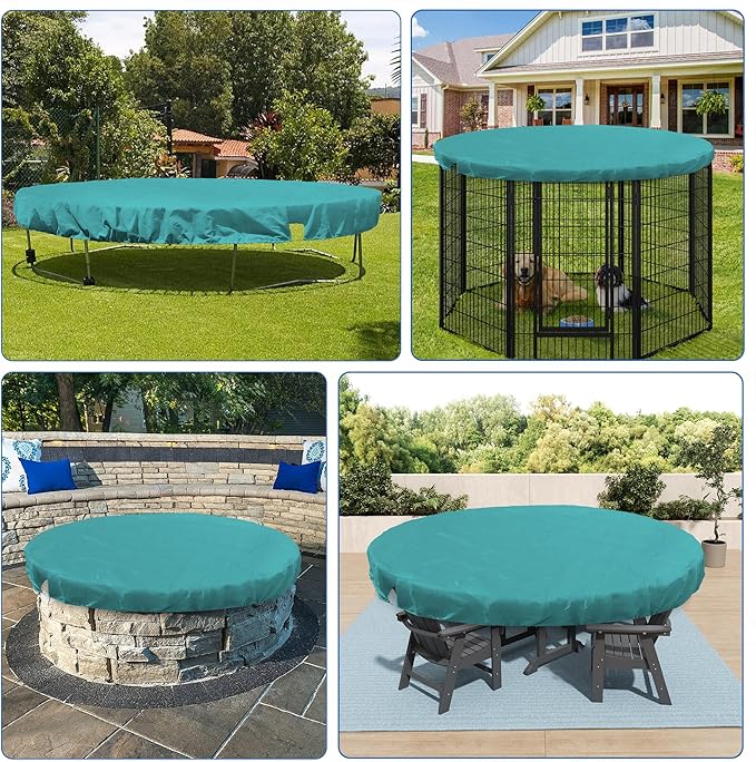 ECOOPTS 15 ft Round Pool Cover for Above Ground Pools, Swimming Pool Cover Protector Winter Safety Cover (Turquoise)