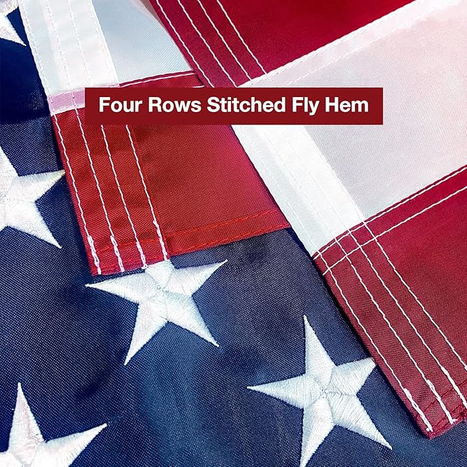American Flag 4x6 FT Embroidered Stars, Sewn Stripes, Brass Grommets USA US Flag Polyester Long Lasting for Outdoor Use