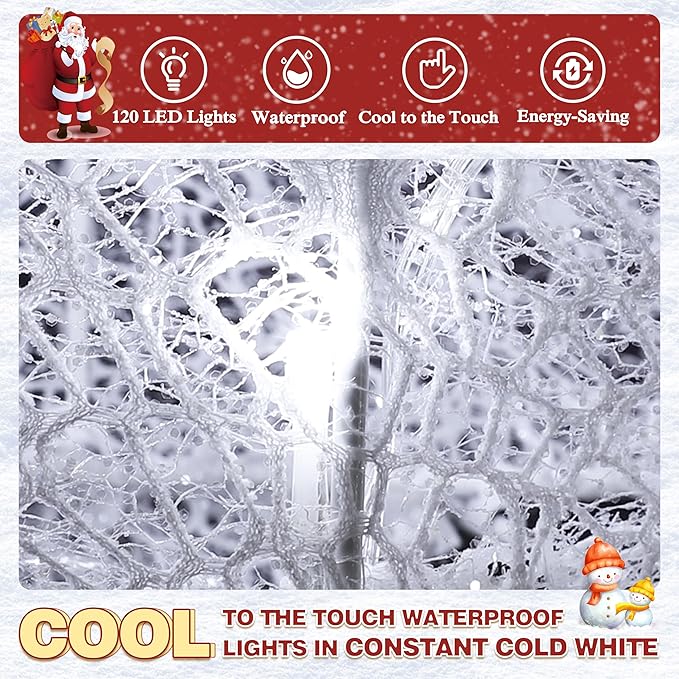 VEIKOU 6FT Lighted Lamp Post for Outdoor Christmas Decorations, Light-up Street Lamp with 120 LED Lights & Red Bow, Christmas Decorations Outside for Yard Garden Lawn Porch Holiday Xmas