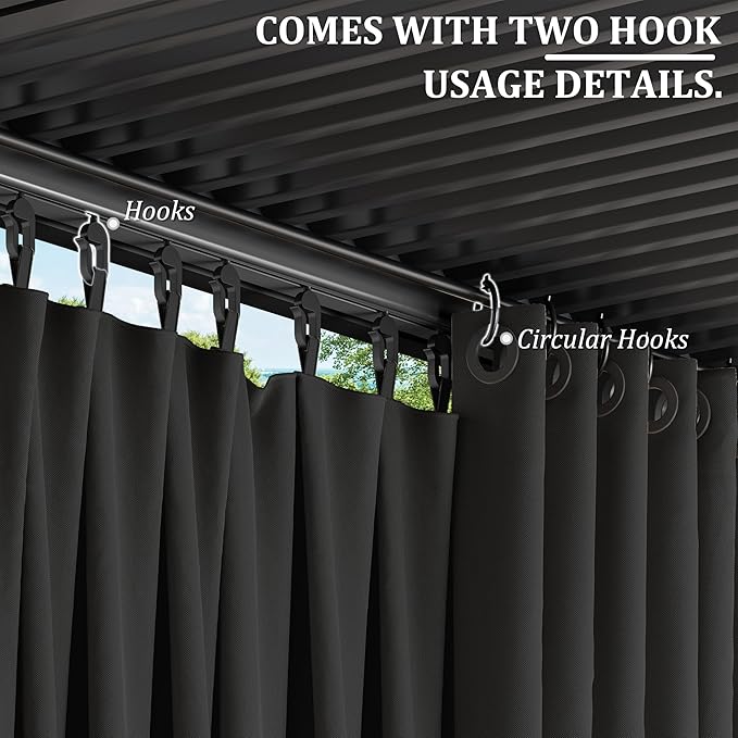 Gazebo Universal Replacement Privacy Curtain,12'×14' Gazebo Outdoor Waterproof Curtains, 4-Panels Sidewall Curtains with Double Zipper for Patio Canopy, Garden and Backyard (Curtain Only)