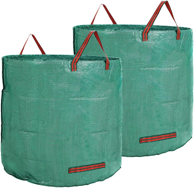 2 PCS 106 Gallon Reusable Lawn and Leaf Bags with 4 Handles, Lawn Pool Garden Heavy Duty Yard Waste Bags for Leaves, Trash, Yard Waste (Green)