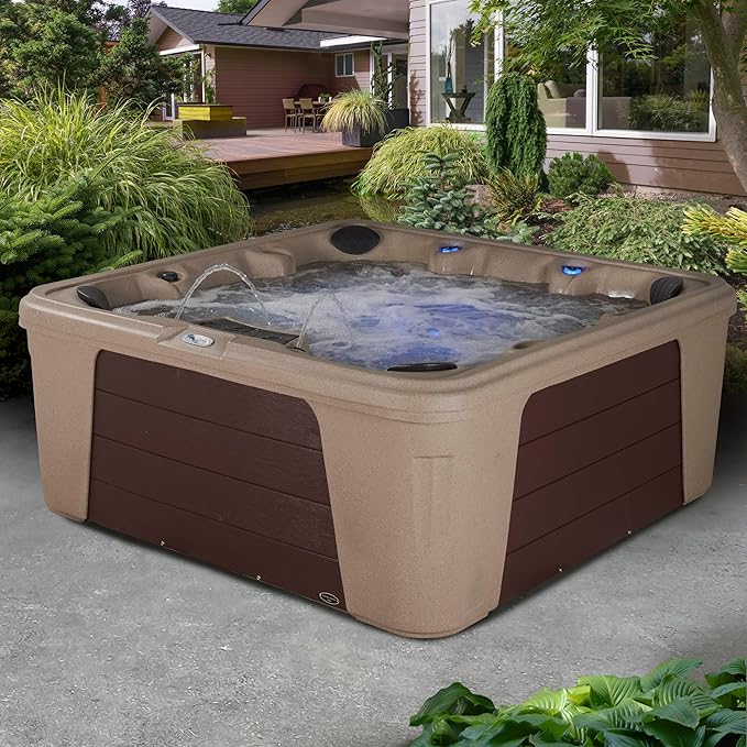 Palm Beach Outdoor Hot Tub, 6-7 Person 30-Jet, 82-Port Bench Spa with Ice Bucket by Aqualife by Strong Spas