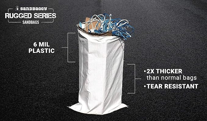 Sandbaggy Large Sandbags - Size: 31" x 45" - Thick Heavy Duty Contractor Bags, Heavy Duty Garbage Bags, Dumpster Bag, Construction Trash Bags, Contractor Bags 6 mil (10)