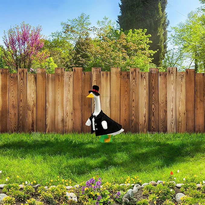 Goose Outfits Wedding Porch Goose Outfits with Suit Blazer Top Hat Bow Ties for Outdoor Garden Yard Decor