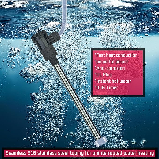 2000W Immersion Water Heater for Pool & Hot Tub – Portable Electric Submersible Heater with Auto Shut-Off, and WiFi Timer for Above Ground Pool, Bathtub, Swimming pool, Spa and Inground pool